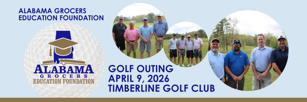 Golf outing event announcement with group photo.