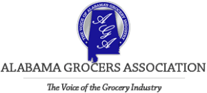 Alabama Grocers Association logo on black background.