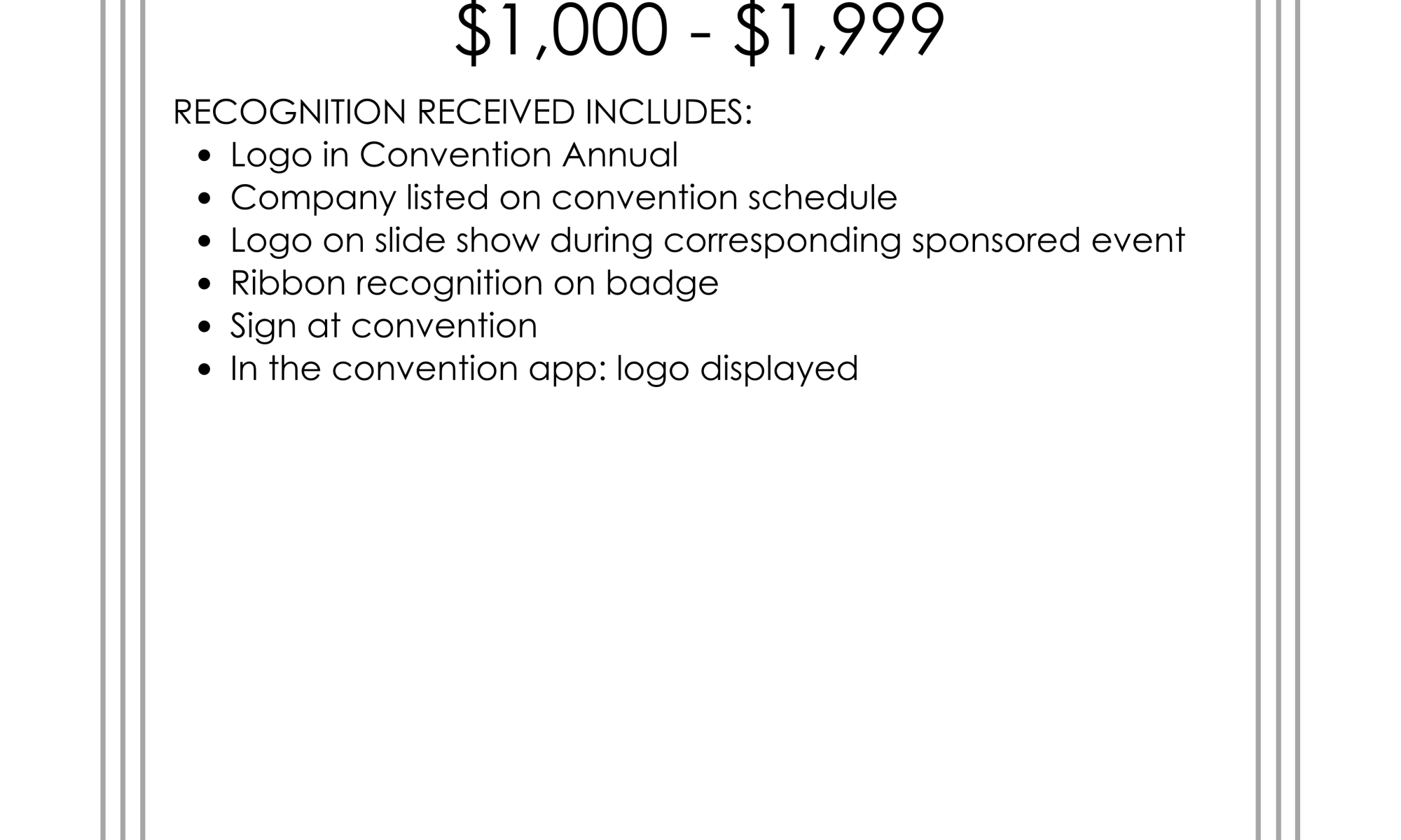 Silver Sponsor recognition details for $1,000-$1,999 contributions.