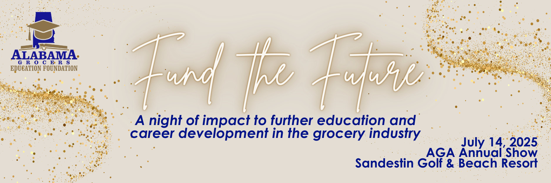 Alabama Grocers Foundation event announcement banner.